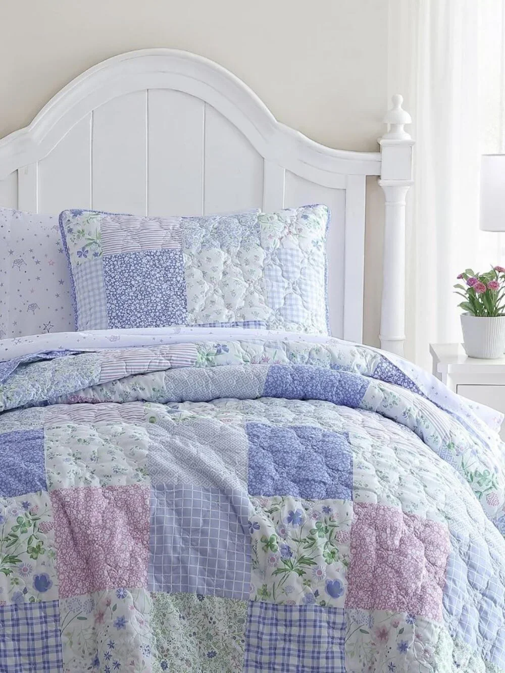 Laura Ashley Kids - Full Quilt Set, Reversible Brushed Microfiber Bedding with M